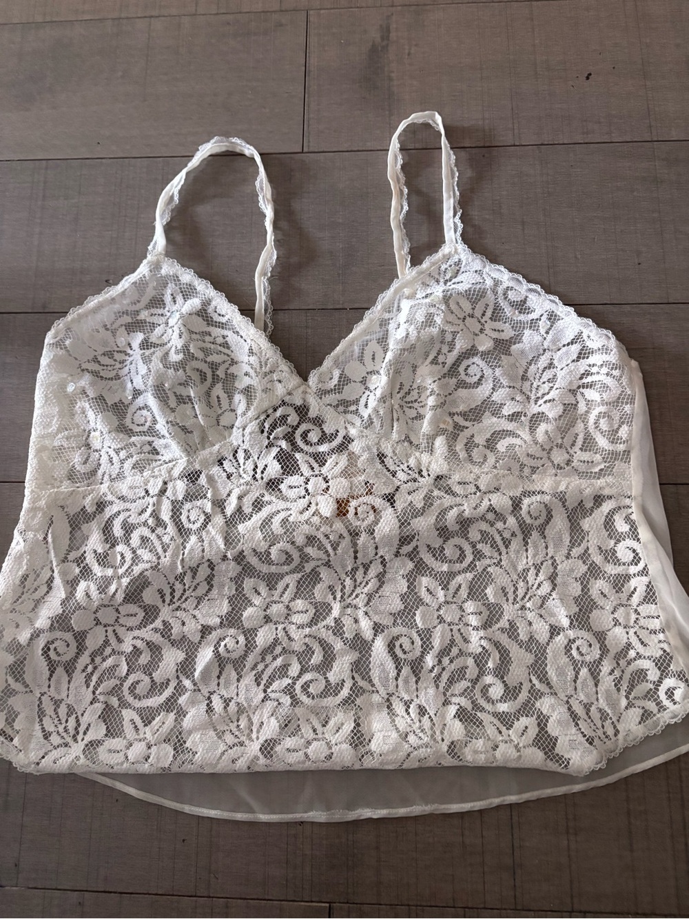 **RARE FIND** Vintage Victorias Secret White Lace Camisole Top with Rhinestones